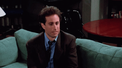 A Man Sitting On A Couch With The Words " I Think I May Have Made A Big Mistake " Above Him GIF