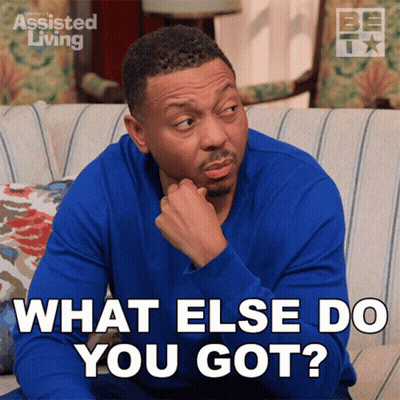 A Man Sitting On A Couch With The Words What Else Do You Got GIF