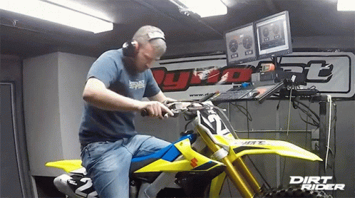 A Man Sitting On A Dirt Bike With The Number 12 On The Front GIF