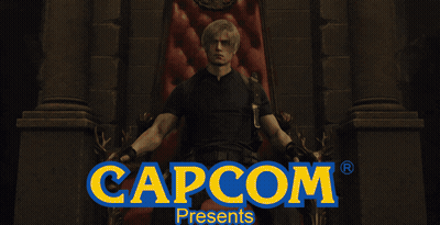 A Man Sitting On A Throne With Capcom Presents Written On The Bottom GIF