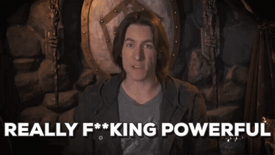 A Man Sitting On A Throne With The Words Really F ** King Powerful Above Him GIF