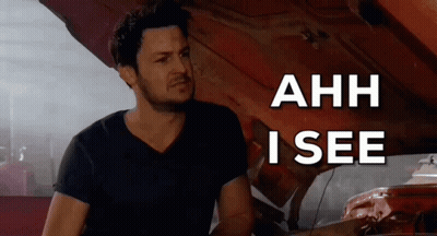 A Man Sitting Under The Hood Of A Car With The Words Ahh I See Above Him GIF