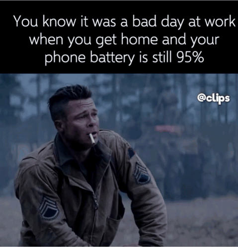 A Man Smoking A Cigarette With A Caption That Says You Know It Was A Bad Day At Work When You Get Home GIF