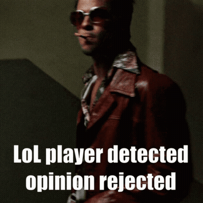 A Man Smoking A Cigarette With The Words Lol Player Detected Opinion Rejected Behind Him GIF