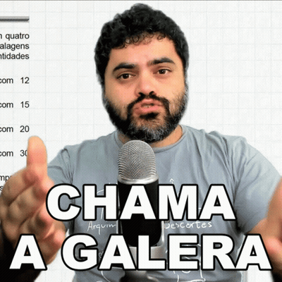 A Man Speaking Into A Microphone With The Words Chama A Galera On The Bottom GIF