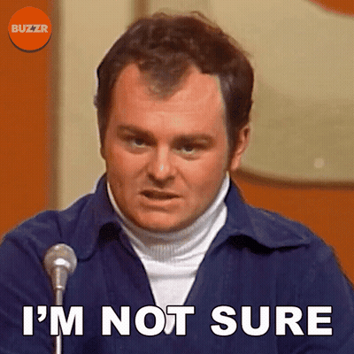 A Man Speaking Into A Microphone With The Words I 'M Not Sure Below Him GIF