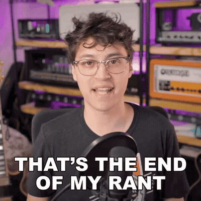 A Man Speaking Into A Microphone With The Words That 'S The End Of My Rant Below Him GIF