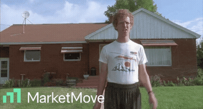 A Man Standing In Front Of A Brick House With A Marketmove Logo In The Corner GIF
