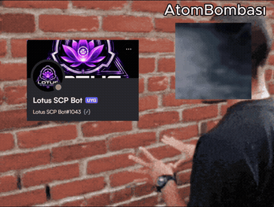 A Man Standing In Front Of A Brick Wall With A Lotus Scp Bot Advertisement GIF