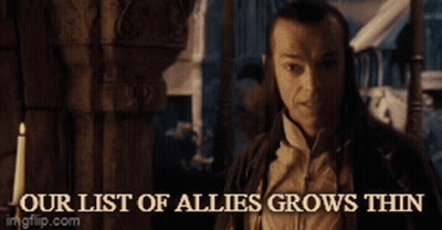 A Man Standing In Front Of A Candle With The Words Our List Of Allies Grows Thin On The Bottom GIF