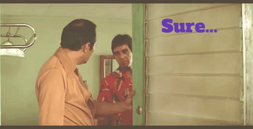 A Man Standing In Front Of A Door That Says " No Problem " On It GIF
