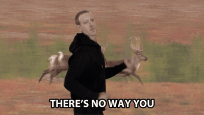 A Man Standing In Front Of A Herd Of Deer With The Words Can Outrun These Deals Below Him GIF