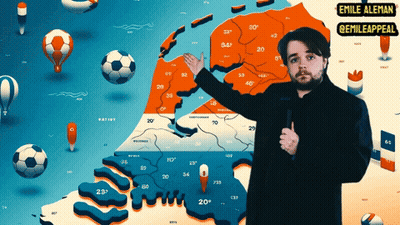 A Man Standing In Front Of A Map With The Name Emile Aleman On The Bottom GIF