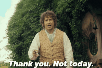 A Man Standing In Front Of A Tree Says Thank You Not Today GIF
