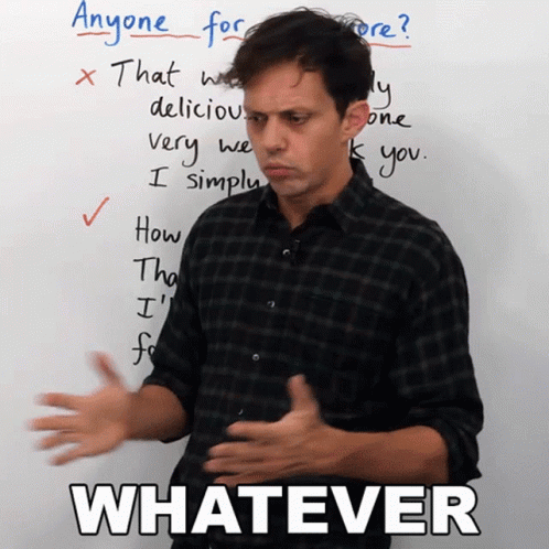 A Man Standing In Front Of A White Board With The Words Anyone For More On It GIF