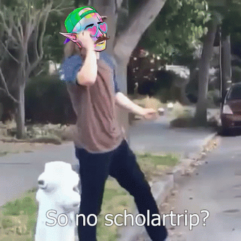 A Man Standing Next To A Fire Hydrant With The Words So No Scholartrip GIF