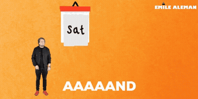 A Man Stands In Front Of A Calendar With A Sad Face And A Piece Of Paper That Says Sun GIF