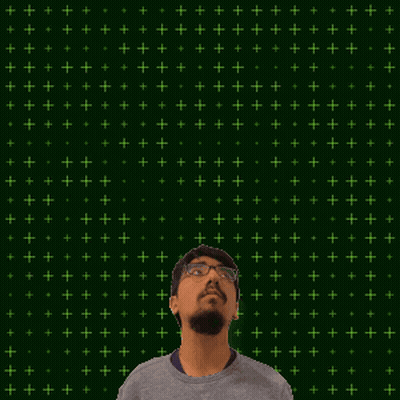 A Man Stands In Front Of A Green Background With Stars And The Number 16 GIF