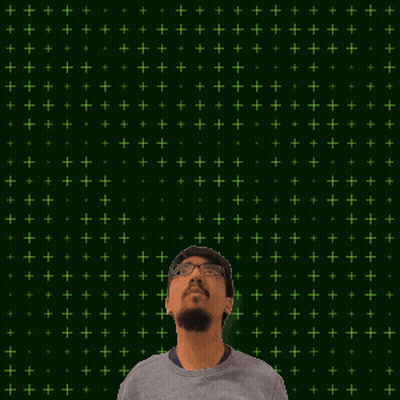 A Man Stands In Front Of A Green Background With The Number 14 GIF