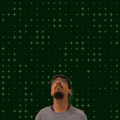 A Man Stands In Front Of A Green Background With The Number 15 + 12 GIF