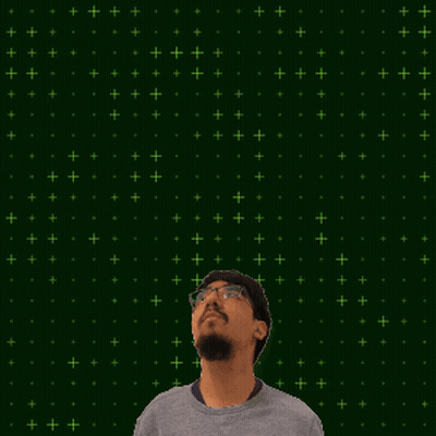 A Man Stands In Front Of A Green Background With The Number 15 GIF