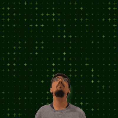 A Man Stands In Front Of A Green Background With The Number 15 GIF
