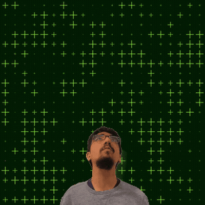 A Man Stands In Front Of A Green Background With The Number 18 On It GIF