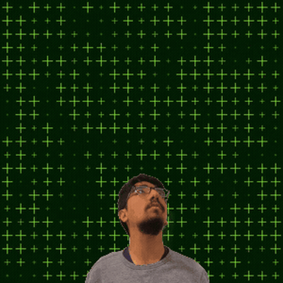A Man Stands In Front Of A Green Background With The Number 19 GIF