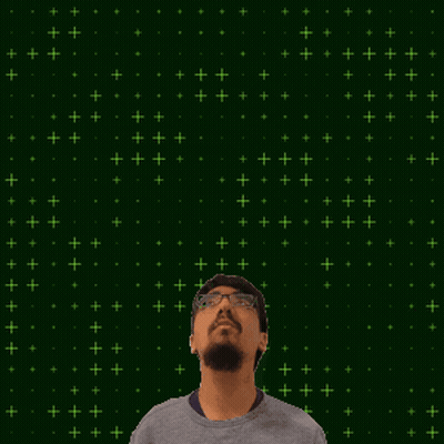 A Man Stands In Front Of A Green Background With The Number 20 + 3 GIF