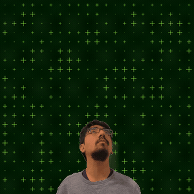 A Man Stands In Front Of A Green Background With The Number 27 GIF