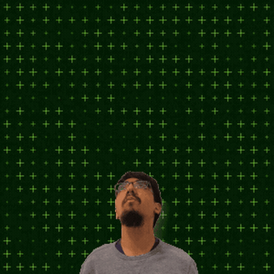 A Man Stands In Front Of A Green Background With The Number 3 + 1 GIF