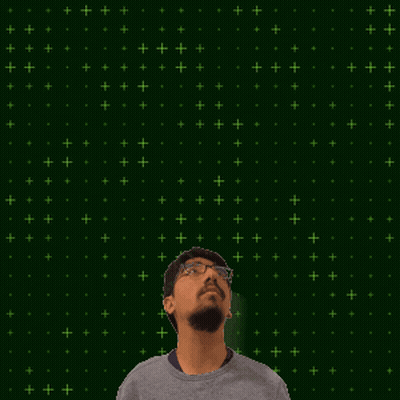 A Man Stands In Front Of A Green Background With The Number 35 In Yellow GIF
