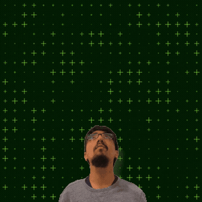 A Man Stands In Front Of A Green Background With The Number 9 And 4 GIF