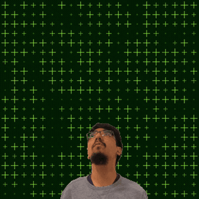 A Man Stands In Front Of A Green Background With The Number 9 GIF
