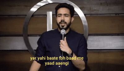 A Man Stands In Front Of A Microphone And Says " Yar Yahi Baate Toh Baad Me Yaad Aaenig " GIF