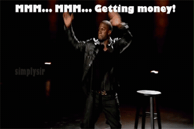 A Man Stands In Front Of A Microphone With The Words " Getting Money " Written Above Him GIF