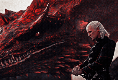 A Man Stands In Front Of A Red Dragon GIF