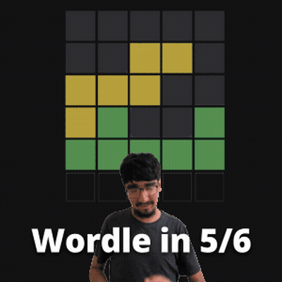 A Man Stands In Front Of A Screen That Says " Wordle In 5/6 " GIF