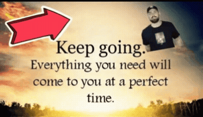 A Man Stands In Front Of A Sign That Says Keep Going GIF