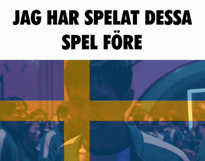 A Man Stands In Front Of A Swedish Flag With The Words Jag Har Spelat Dessa Spel Fore GIF
