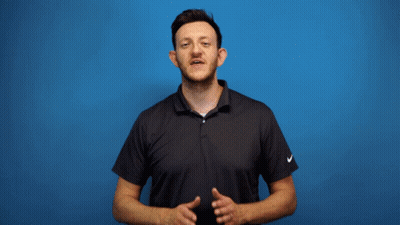 A Man Stands In Front Of A Thank You Sign GIF
