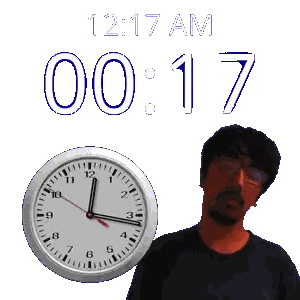 A Man Stands In Front Of A Wall Clock That Says 12:17 Am Sticker