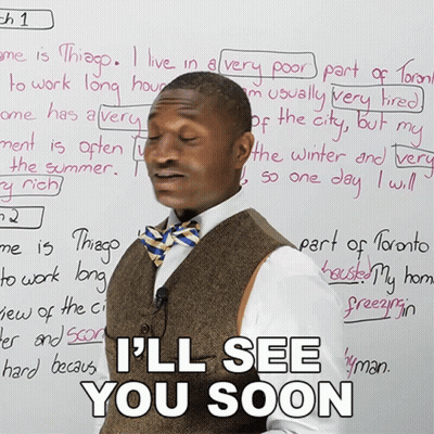 A Man Stands In Front Of A White Board With The Words I 'Ll See You Soon GIF
