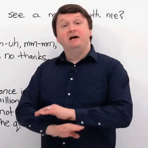 A Man Stands In Front Of A Whiteboard With The Words See A Mouth Me Written On It GIF