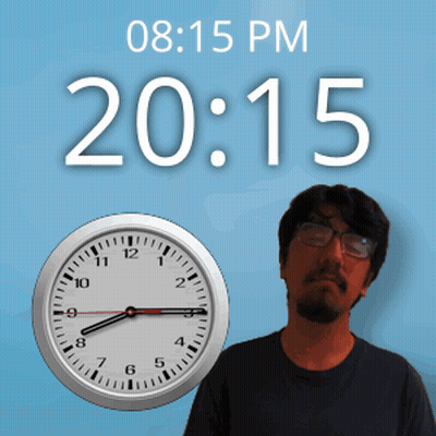 A Man Stands Next To A Clock That Says 20:15 Pm GIF