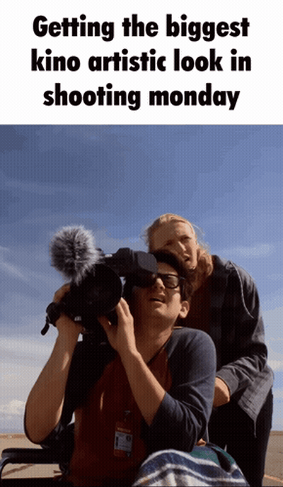 A Man Taking A Picture Of A Woman With The Caption Getting The Biggest Kino Artistic Look In Shooting Monday GIF