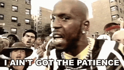 A Man Talking Into A Microphone With The Words I Ain T Got The Patience Above Him GIF
