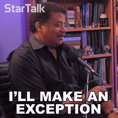 A Man Talking Into A Microphone With The Words I 'Ll Make An Exception Below Him GIF