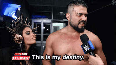 A Man Talking Into A Microphone With The Words " This Is My Destiny " Behind Him GIF