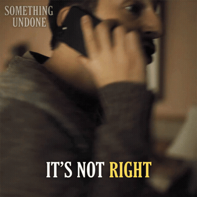 A Man Talking On A Cell Phone With The Words " It 'S Not Right " Above Him GIF